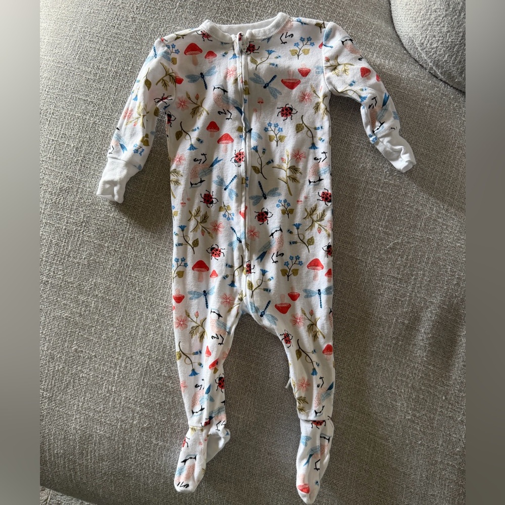 Old Navy with Lovevery White Floral and Insect Kids Footie